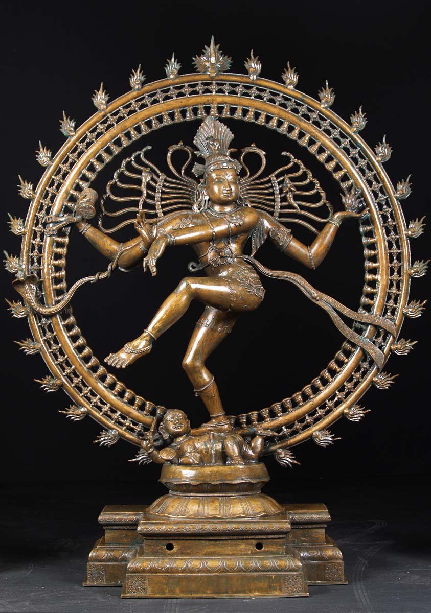 Graceful Lord Shiva Statue Dancing the Cosmic Dance of Renewal as Nataraja  with Fiery Arch 41